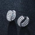 Pavé Wide Huggie Hoop Earrings in Gold and Silver Tones view 3
