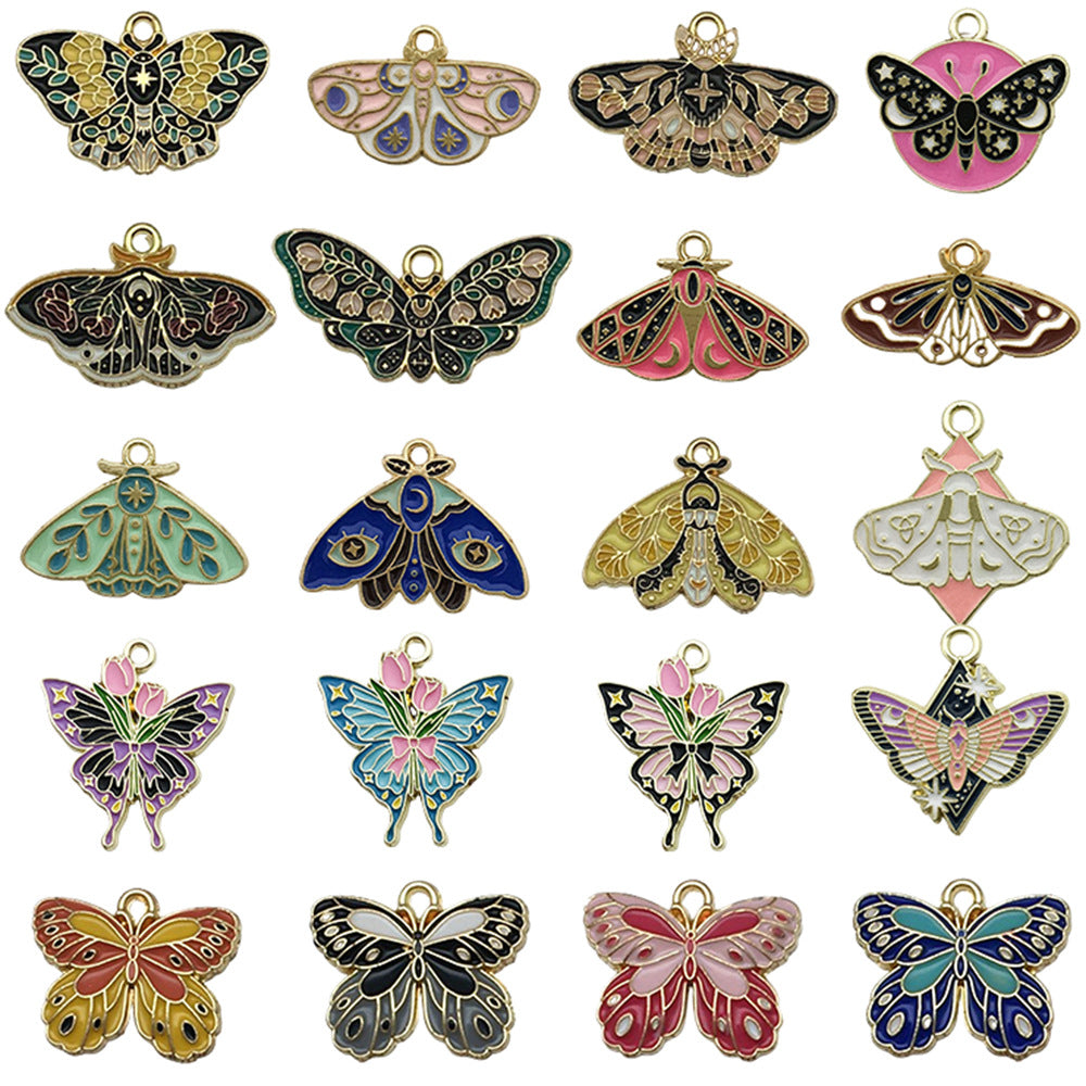 Colorful Enamel Zinc Alloy Flower Animal Butterfly Charm Pendant for Bracelet DIY