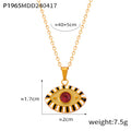 Gold Enamel Evil Eye Pendant Necklace Crystal Center 40+5cm view 9