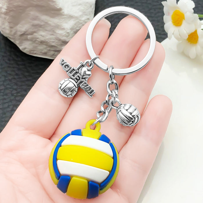 Volleyball, Soccer, Football and Tennis Ball Keychains, 4 Styles