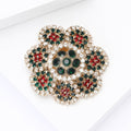 Round Crystal Flower Brooch with Antique Gold Petal Setting view 4