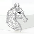 Openwork Horse Head Brooch in Gold Tone and Silver Tone view 3