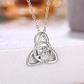 Silver Celtic Trinity Knot Heart Claddagh Pendant Necklace view 4