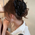 Black White Fabric Bow Hair Claw Clip Hair Accessory view 2
