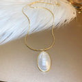Gold Oval Mother of Pearl Pendant Necklace Set Three Styles view 6