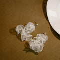 Layered Sheer Petal Cluster Statement Stud Earrings view 5