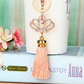 Crown Tassel Keychains with Optional Plush Pom Pom in Twenty Options view 12