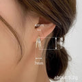 Double-Row Baguette Clear Stone Hinged Hoops In Gold Tone view 4