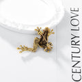 Green Gold Tone Frog Crystal Metal Brooch Pin for Jackets and Lapels view 3