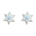 Silver Tone Pale Blue Snowflake Earrings In Stud And Clip Styles view 5