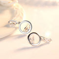 Geometric Circle Drop Stud Earrings Clear Baguette White Gold view 4