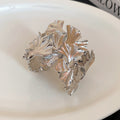 Ginkgo Leaf Cluster Open Cuff Bracelet 2 Metal Tones view 6
