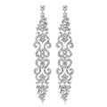 Silver Tone Crystal Scroll Chain Crystal Metal Dangle Earrings view 1