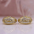 Gold Tone Openwork Teardrop Hoop Earrings Polished Metal Jewelry view 3