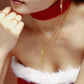 Gold Christmas Tree Zircon Pendant Clavicle Necklace Stainless view 2