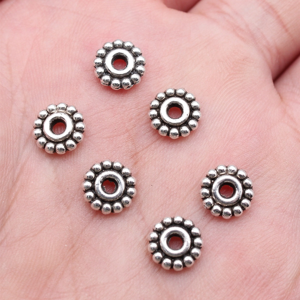 8x8mm 0.4g Multi-Color Zinc Alloy Round Small Hole Spacer Beads for DIY Bracelet Jewelry Making
