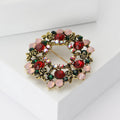 Multicolor Floral Wreath Brooch with Detailed Metal-tone Finish view 3