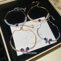 Purple Crystal Slider Bracelets Butterfly and Square view 2