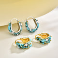 Statement Chunky Beaded And Clear Stone U Hoop Earrings view 2