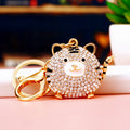 Round Jeweled Tiger Character Keychains in Four Pictured Options view 4