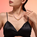 Lavender Freshwater Pearl Necklace Gold Textured Center Pendant view 2
