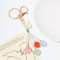 Acrylic Butterfly Keychain Multicolor Rose Bead Tassels view 2