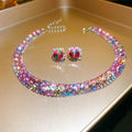 Graduated Crystal Choker Necklace and Stud Earring Set view 7