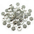Antique Silver Tone Small Flower Shaped Metal Bead Caps view 1