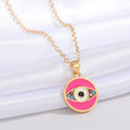 Gold Tone Round Enamel Evil Eye Chain Pendant Necklaces in Four Colors view 8
