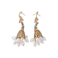 Gold Tone Parrot and Pearl Tassel Drop Earrings Jewelry Pair view 5