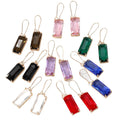 Rectangle Glass Crystal Dangle Earrings Gold Hooks 8 Colors view 5