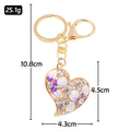 Enamel Flower Heart Keychain Rhinestone Metal Charm view 3