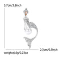 Crystal Mermaid Brooch with Large Pearl Accent in Two Tones view 7