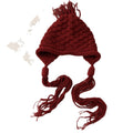 Chunky Ribbed Knit Earflap Hat With Long Braided Ties view 5
