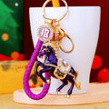 Jeweled Galloping Horse Keychains with Braided Strap Options view 1