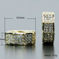 Crystal Pave Wide Octagonal Huggie Hoop Earrings Polished Metal Earrings view 5