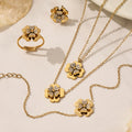 Four Leaf Clover Zircon Necklace Bracelet Ring Earring Set view 1