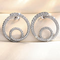 White Gold Pavé Double Spiral Geometric Stud Earrings Clear view 3