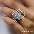 Silver Rectangular Halo Clear Stone Cocktail Band Ring view 4