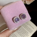 Square Halo Crystal Stud Earrings In Three Pastel Colors view 7