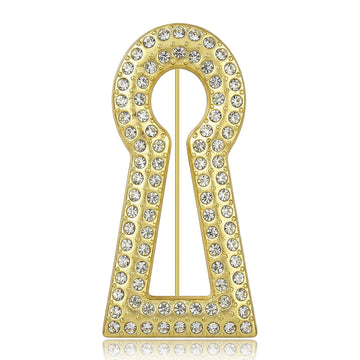 Rhinestone Keyhole Brooch with Faceted Stones for Jackets and Scarves