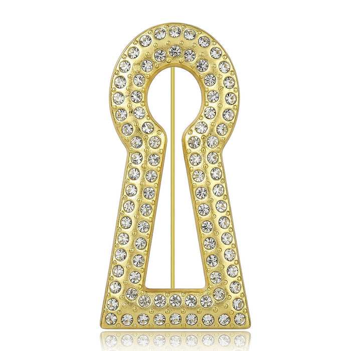 Rhinestone Keyhole Brooch with Faceted Stones for Jackets and Scarves