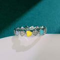 Silver Tone Multicolor Enamel Heart Crystal Band Ring 6-10 view 3