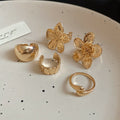 Open Metal Ring Mix Flower Pearl Wave and Solid Styles view 8