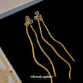 Mixed Metal Long Chain Earrings With Crystal Studs view 4