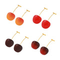 Glossy Resin Cherry Drop Earrings Gold Stainless Steel Stem view 5