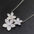 Silver Triple Flower Pave Earrings And Necklace Set view 6
