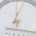 Gold Tone Crystal Lightning Bolt Pendant Necklace with Fine Chain view 3