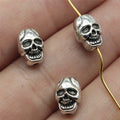 10x7x6mm 1.7g Multicolor Zinc Alloy Double Sided Skull Spacer Beads for Bracelet DIY Jewelry Making