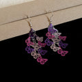 Translucent Floral Cascade Hook Earrings in Pink Purple view 6
